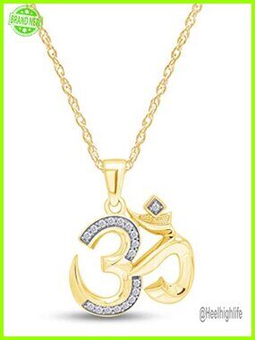 OM AUM Symbol Pendant Necklace Sterling Silver with Round Cut CZ